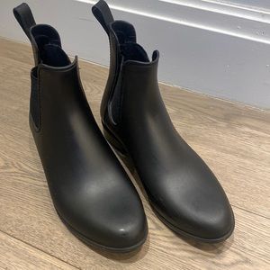 Jcrew black rain boots (booties)